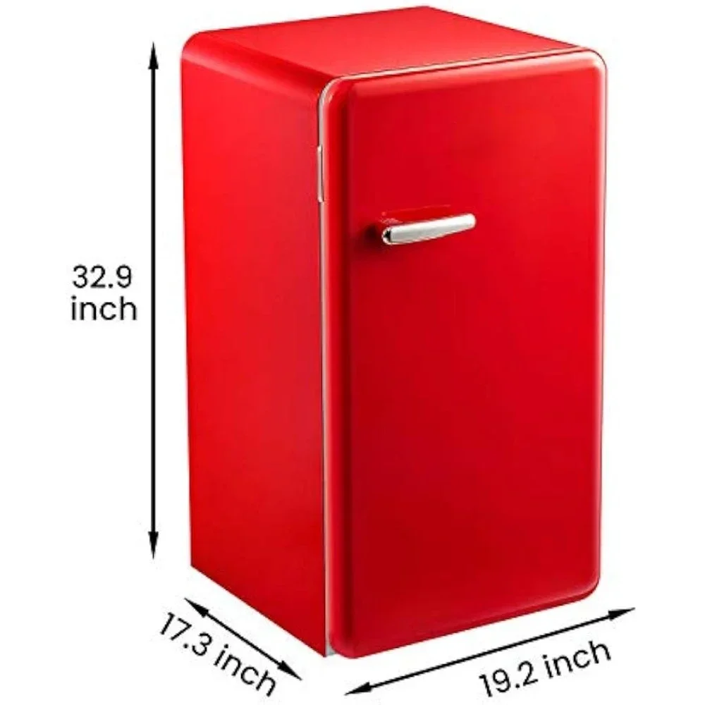 Retro Mini Fridge 3.3 Cubic Feet Solo Series Small Refrigerator for Office Bedroom Dorm Garage - Compact Cooling for Beverages A