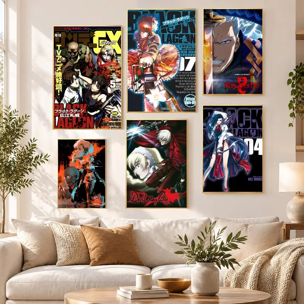 Anime Japanese Fantasy Black Lagoon Poster HD Waterproof PP Self Adhesive Aesthetic Bedroom Dorm Gaming Room Home Decor Gift