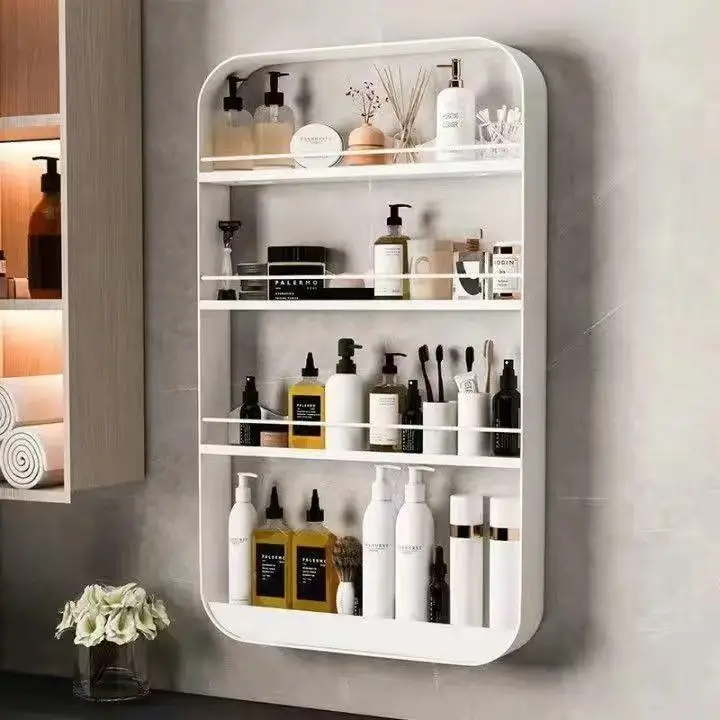 Punch-Free Vanity Storage Rack Bathroom Storage Rack Wall-Mounted Multi-Layer Wall Cosmetics Comb Rack