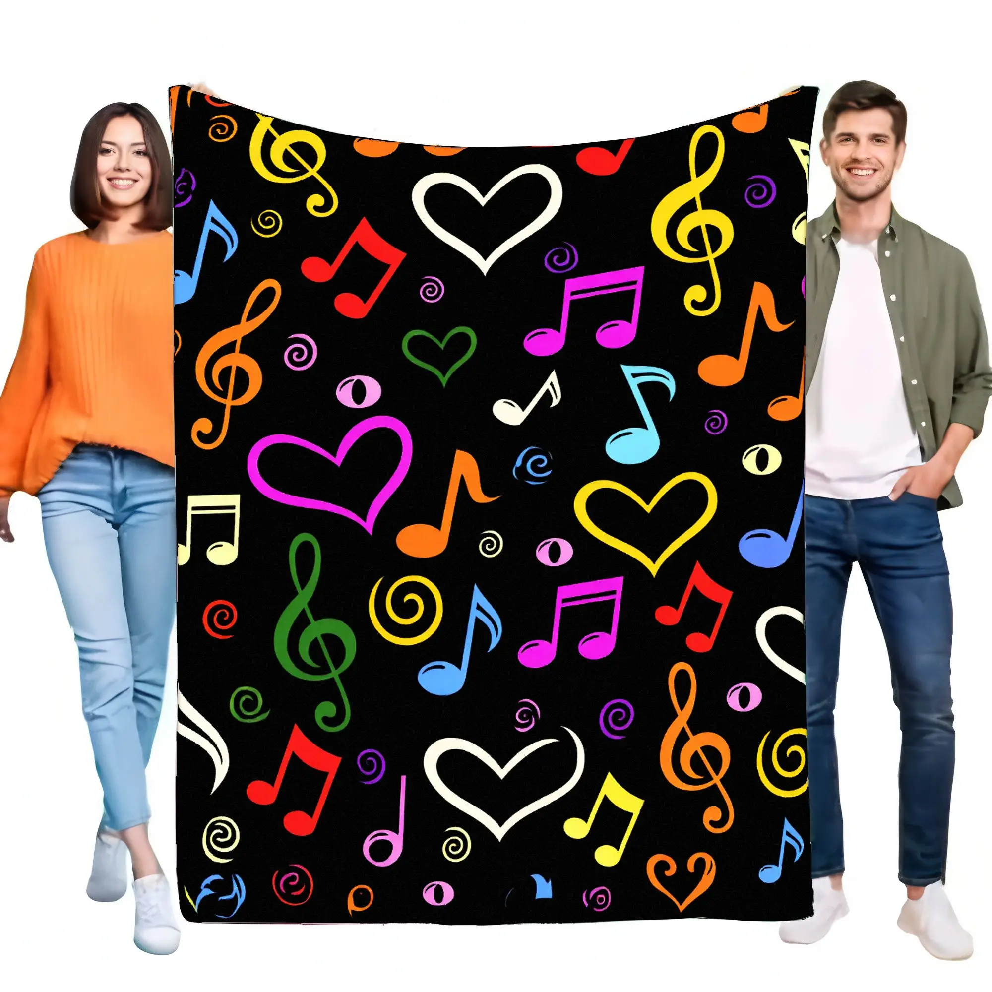 Colorful Music Notes Blanket Soft Cozy Bed Sofa Throw Perfect Gift for Music Lovers Lightweight and Stylish Home Decor