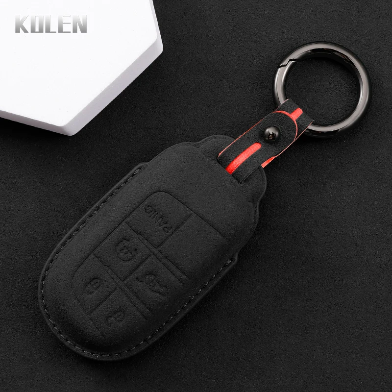 Leather Car Key Case Cover Shell For Jeep Renegade Grand Cherokee For Dodge Ram Charger 1500 Challenger Chrysler 300C Journey