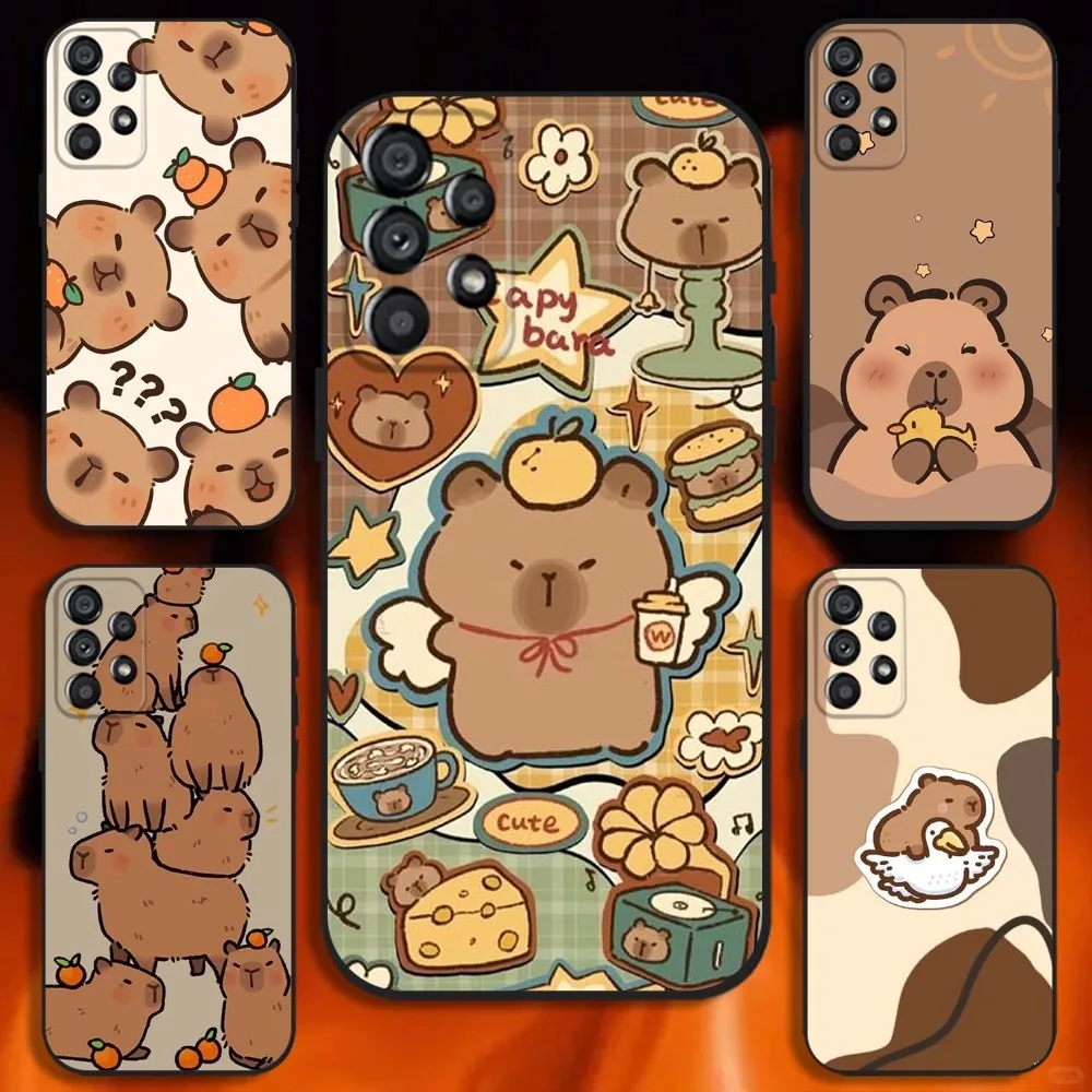

Cute Cartoon Capybara Phone Case For Samsung Galaxy A20,A21s,A22,A31,A32,A52,A53,A72,73,A80 Soft Black Cover