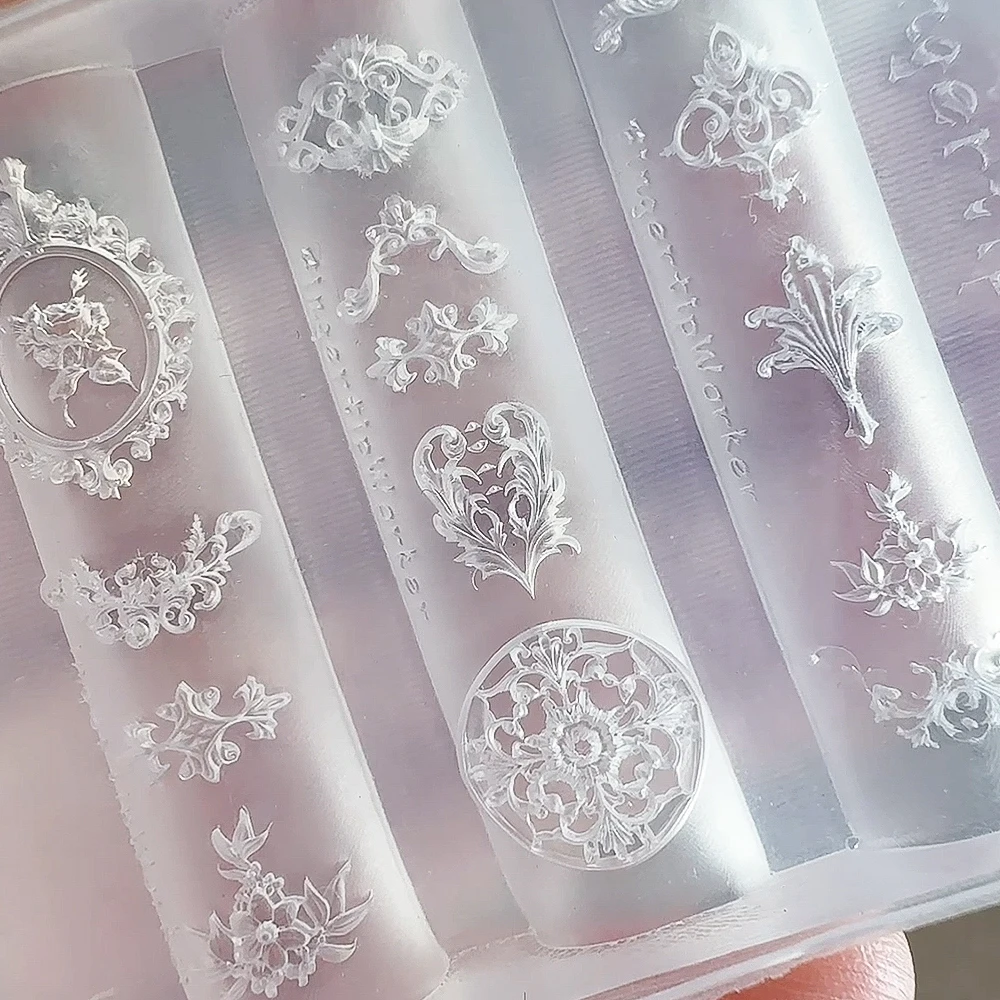 1 قطعة الرجعية الباروك الحدود مسمار قوالب الإطار مزهر نافذة سيليكون قوالب الأظافر DIY بها بنفسك اليورو الأمريكية الفاخرة مسمار السحر الإستنسل #5