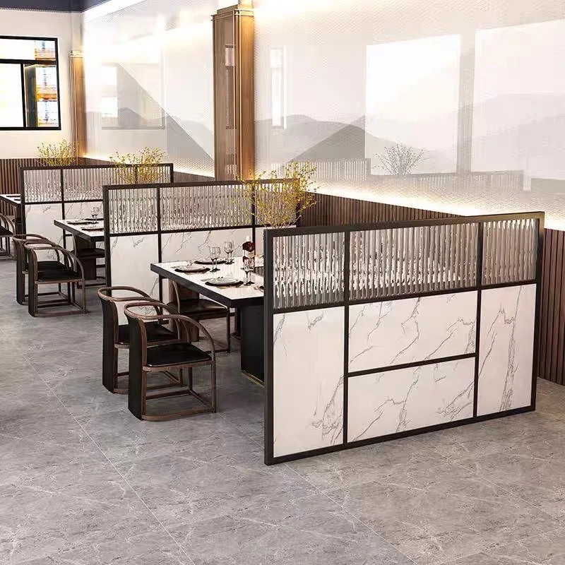 Card seat aisle baffle hot pot restaurant low partition half wall fence wrought iron glass restaurant screen