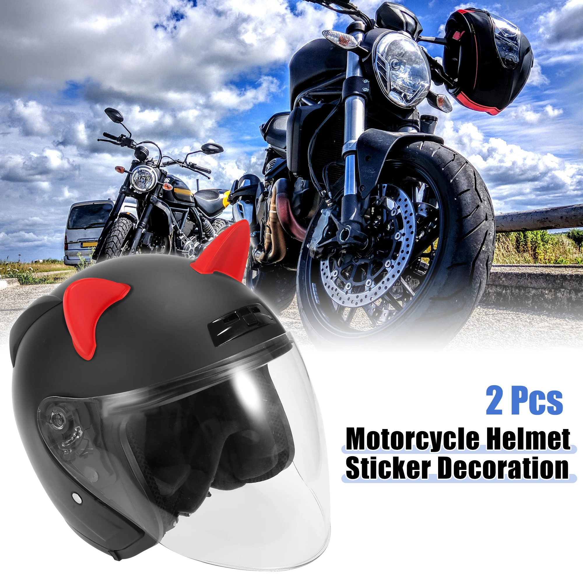  2pcs Cat Ears Style Attachments Helmet Decoration Accessories Adhesive Universal Helmet Cover Sticker for Motorcycle