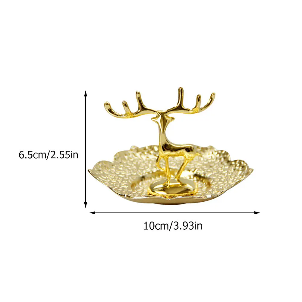 1Pcs Jewelry Storage Tray Deer Shape Copper Desktop Ornament Multifunctional Jewelry Rack Gift Decoration Deer Storage Tray