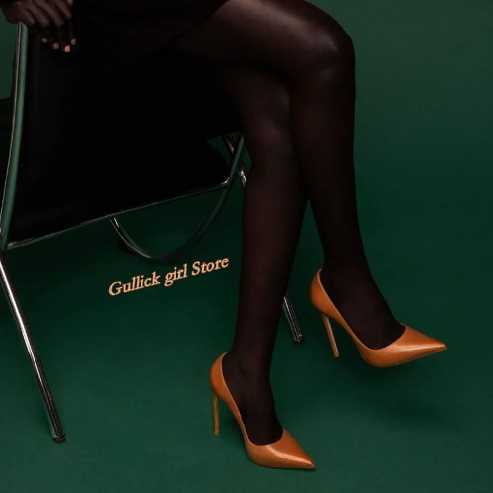 Metallic Gold Stiletto High Heel Pumps Sexy Pointed Toe Fashion 2024 Spring Women Dress Shoes Shallow Solid Slip On Classic Shoe