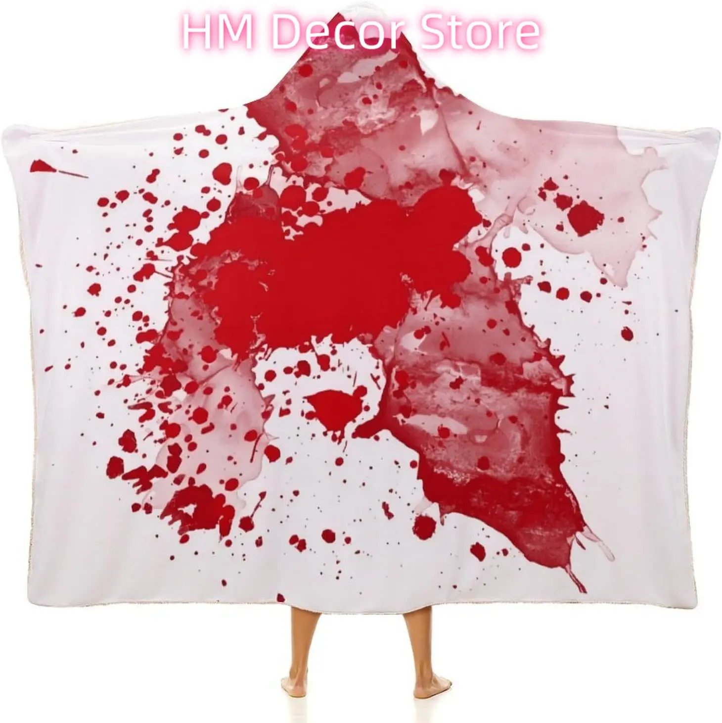 Horror Bloody Halloween Hooded Blanket Fun Halloween Horror Clothes Wearable Blanket Hoodies Gift for Mens Womens