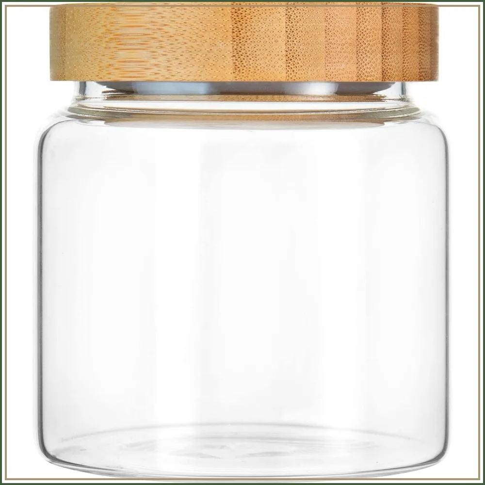 16oz Clear Glass Canister with Bamboo Lid