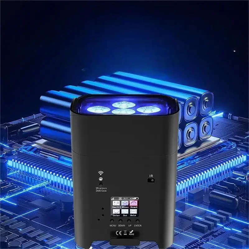 outdoor dmx 6pcs * 18w RGBWA dj stage lighting uv battery powered uplights wedding led wireless uplight