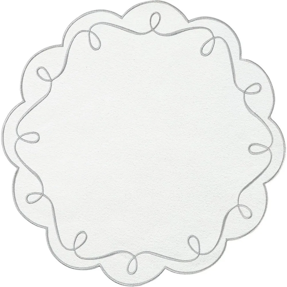 4 Stück Baumwollstoff und Wellen-Stickerei-Tischsets, individuelle Tischplattentücher für Küchentischdekoration und Zubehör – Detail 7