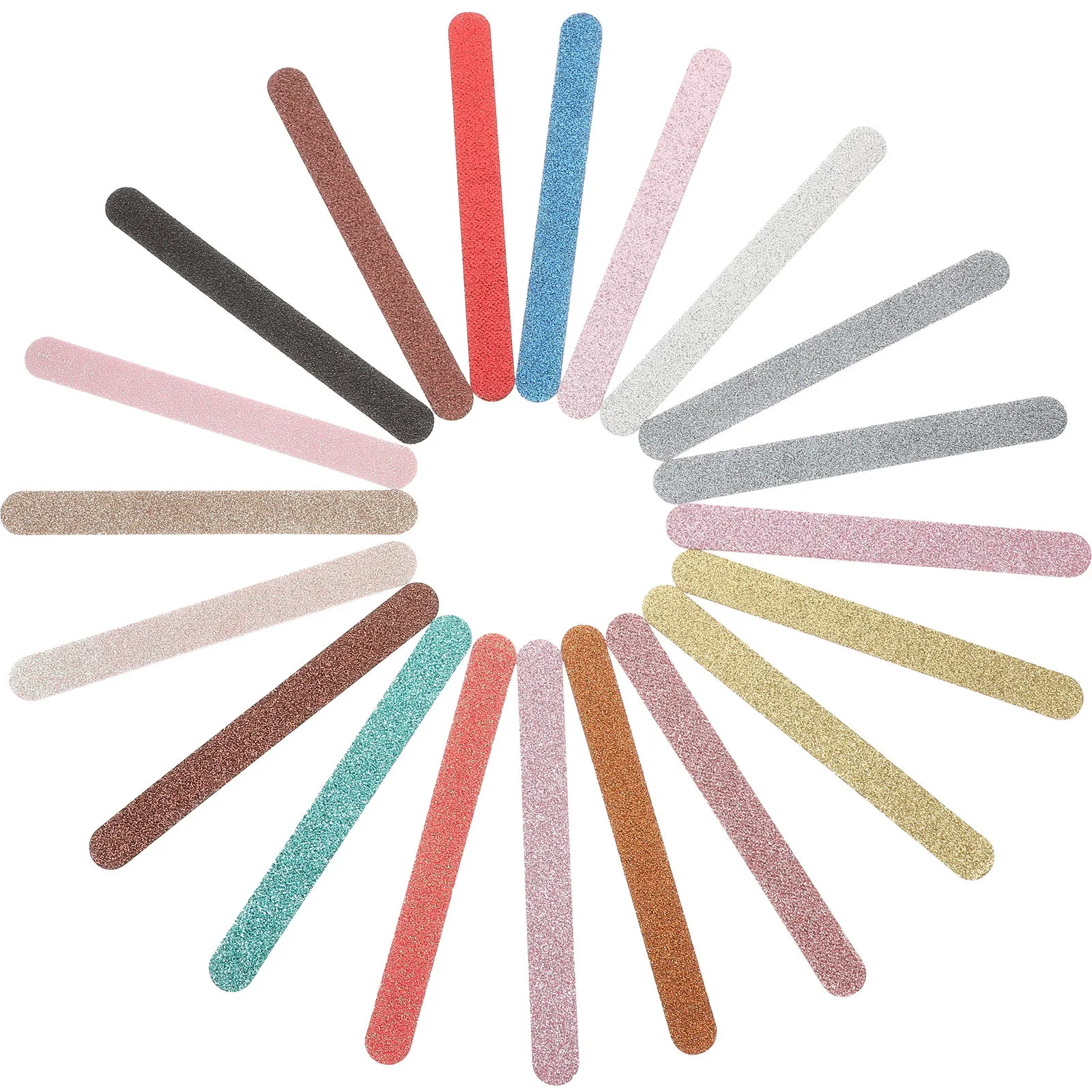 20 piezas limas de uñas con purpurina, tableros de esmeril, herramientas de manicura y pedicura para mujeres y niñas, limas de uñas de uso profesional