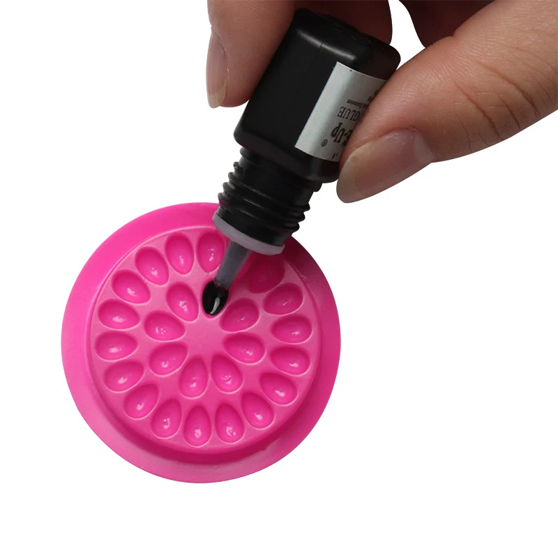 Disposable Lash Glue Holder Plastic Flower Sticker Glue Adhesive Pallet For Eyelash Extension Glue Makeup Tools