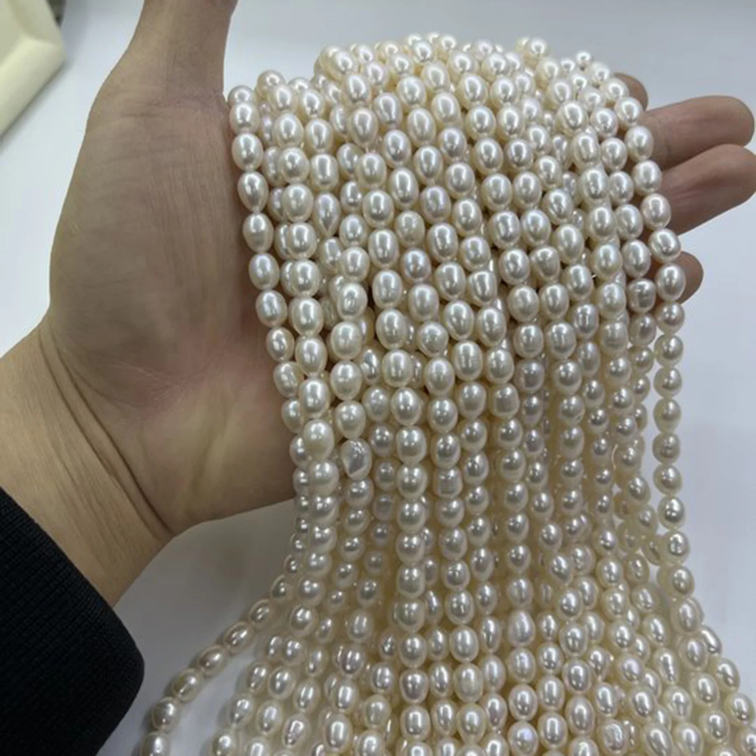 7-8mm Natürliche Süßwasser Reis Form Perle Spacer Perlen Schmuck Machen DIY Halskette Armband Frauen Premium Hochzeit geschenk
