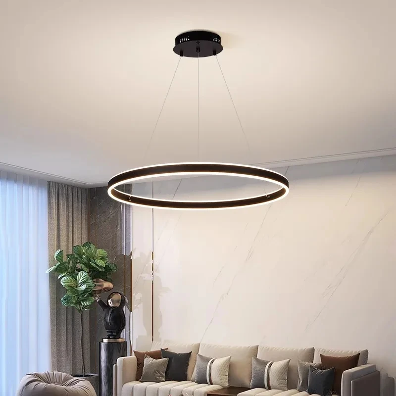 

Modern Creative LED Pendant Lights Kitchen Bedroom Nordic Circular Living Room Dining Table Chandelier Light Decor Hanging Lamp