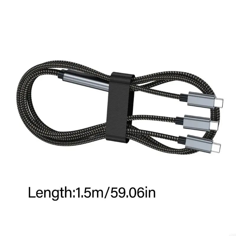 كابل شحن USB C مزدوج 100 وات 2 في 1 سلك شحن سريع مع شريحة ذكية للوحة الهاتف 15 جهازًا لوحيًا