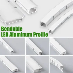 0.5/1M Bendable Led Aluminum Profile 20/30/40Mm Wide Flexible Led Channel Diffuser Curved Line Light Bar Aisle Ceiling Lighting