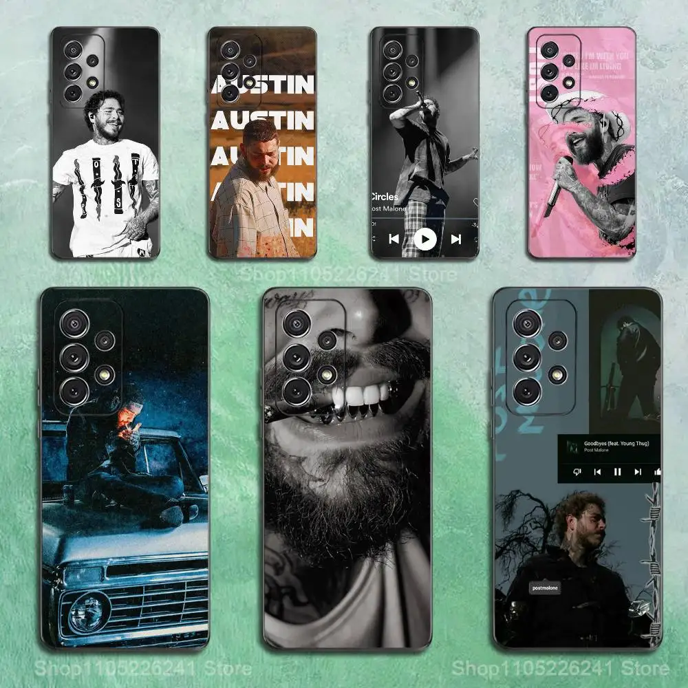 

Singer P-Post M-Malone Cool For Samsung S9,S10,S20,S10,S21,S25,S24,S23,Ultra,FE,Plus,Lite,Soft Silicone Black Case