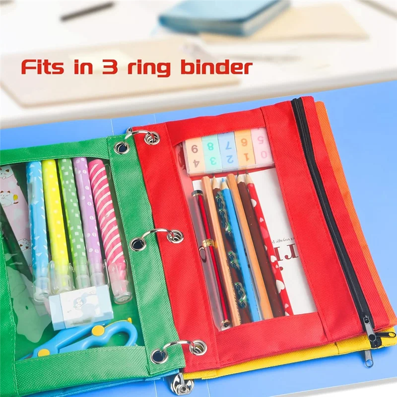 30 عبوة من حقيبة أقلام الرصاص، حقيبة أقلام رصاص لـ 3 حلقات، حقيبة أقلام رصاص بسحاب للمدرسة والمنزل والمكتب