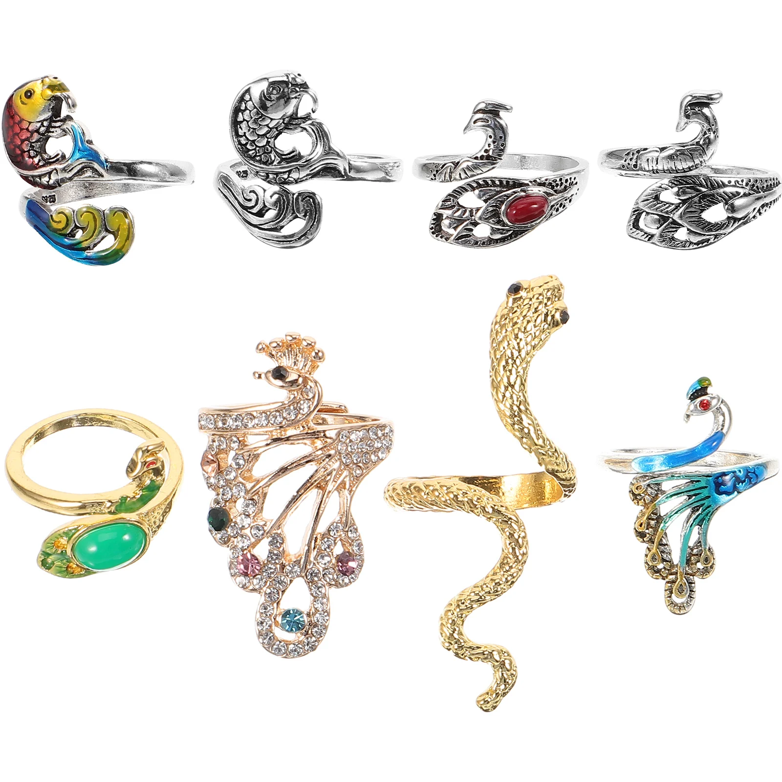 

8 Pcs Crochet Rings Multicolor Animal Design Knitting Finger Loops Adjustable Yarn Guide Lightweight Practical Durable