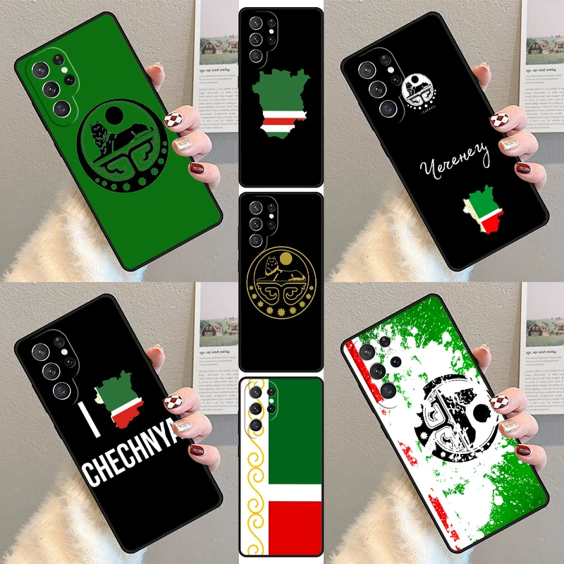 Chechnya Wolf Chechen Flag Phone Case For Samsung Galaxy S23 S21 S20 FE S24 S22 Ultra Note20 S10 S9 S8 Plus Silicone Cover