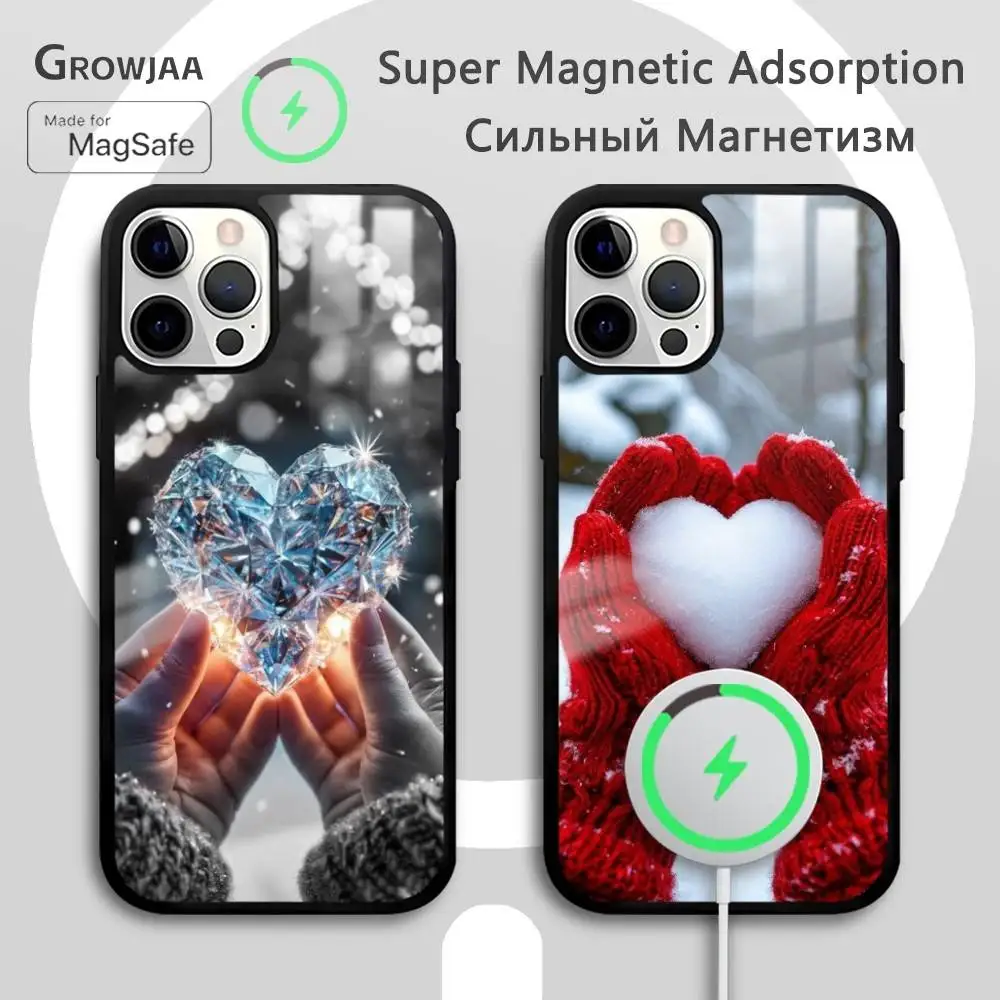 

Love Winter Style Fashion Phone Case For IPhone 16 15 14 13 12 11 Pro Max Plus Mini Magsafe Mirror Wireless Magnetic Funda