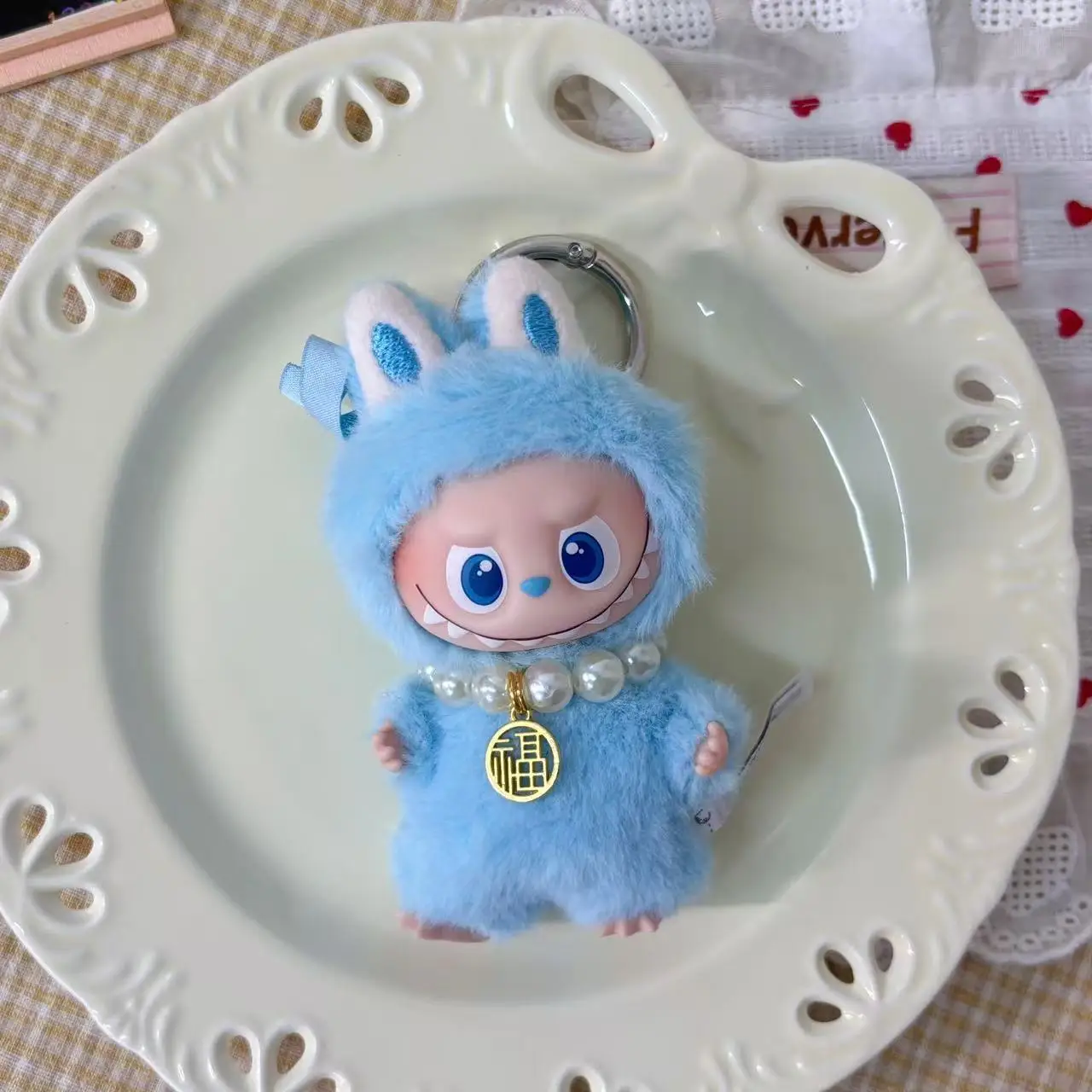 

New Plush Clothing Accessories For LABUBU 4.0 Gen 10cm Mini Pin For Love Series Cute Animal-Themed Plush Suspender Pants 2-Piece