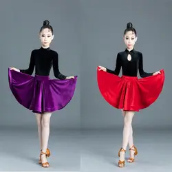 Latin Dance Girl Long sleeved Split Latin fringe Half Skirt Dance Latin Dance New Performance Clothing dresses for women
