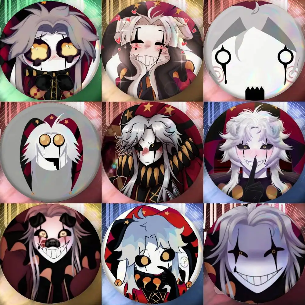 Freakish Pierrot Circus Bash Anime Badge Tinplate Meme Round Brooch For Hat Bag Creative Lapel Jewelry Accessories Gifts