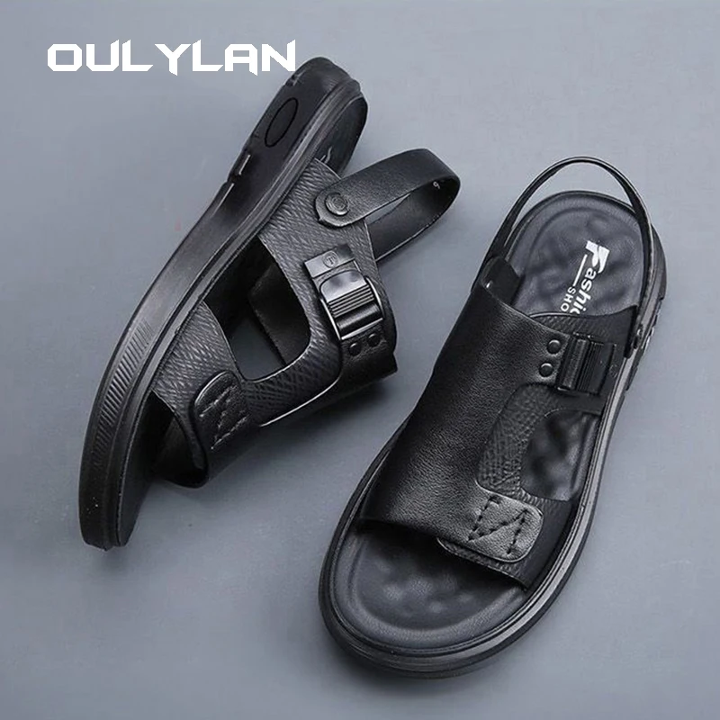 

Сандалии мужские с открытым носком, Нескользящие, пляжные шлепанцы, Классическая Уличная обувь на толстой подошве, для двоих применения, лето