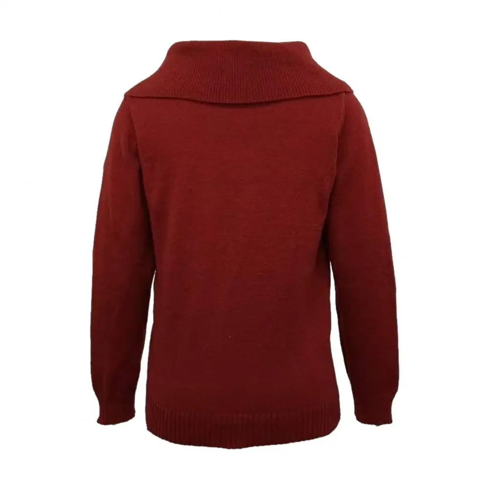 Women Autumn Winter Pullover Sweater New Solid Color Stacked Collar Long Sleeve Comfortable Female Casual Pullover Knitwear