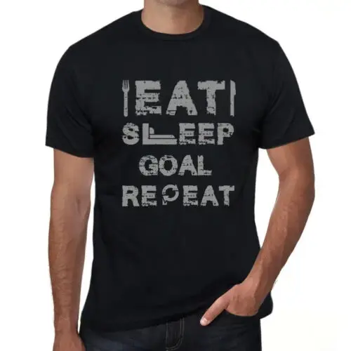 Heren Grafisch T-Shirt Eet, slaap, doel, herhaal – Eat Sleep Goal Repeat