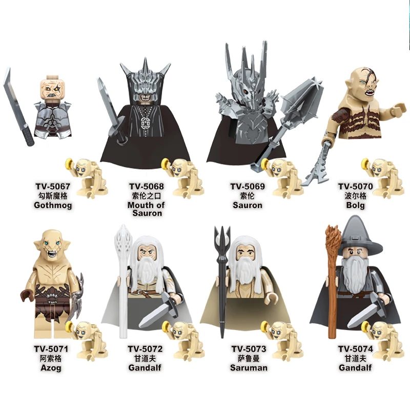 TV6409 Lord Rings Elfos Orcos Ejército Enano Gandalf Mage Mini Figuras de juguete de acción Juguetes de ensamblaje de bloques de construcción para niños Regalo de cumpleaños