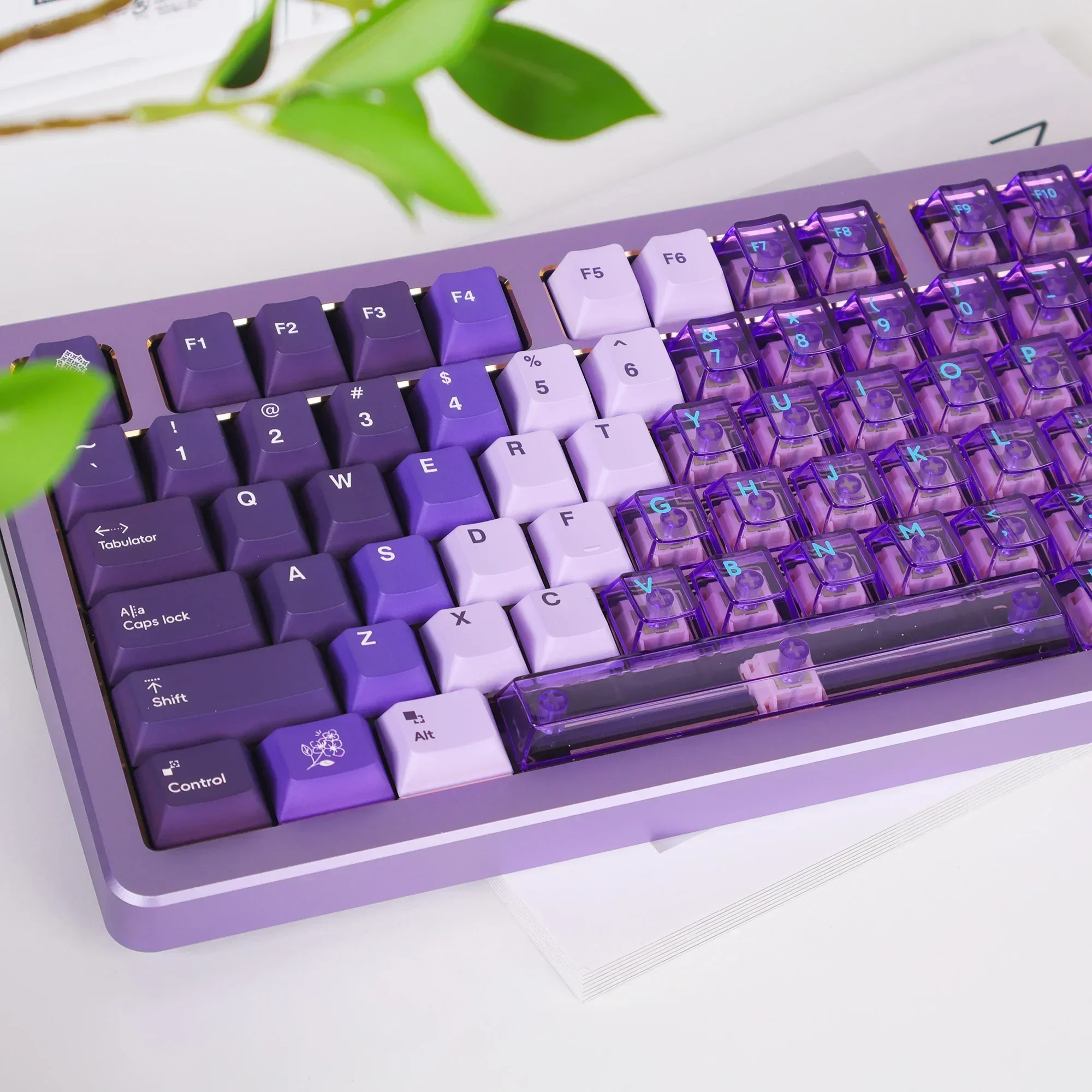 

Snow Mountain Lilac gradual change keycap transparent PBT sublimation PC pad printing original factory height Wooting mechanical