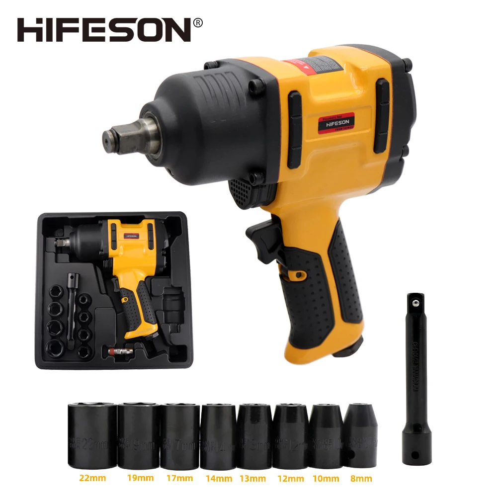 HIFESON 1/2 inch Impact Wrench Air Spanner Tire Pneumatic Tool For Car Repair Disassembly Strong Power High Speed Air Tool