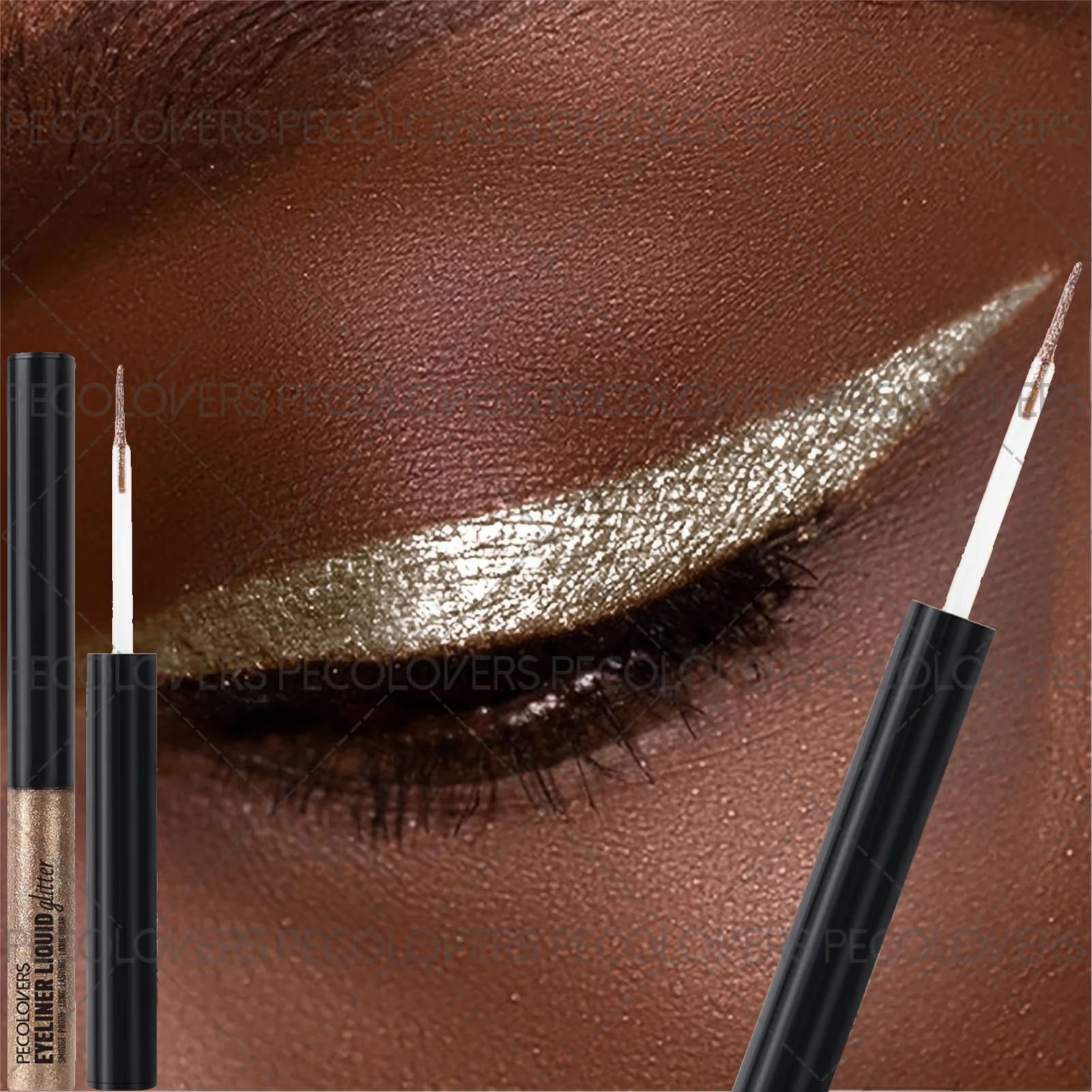 1pc ダイヤモンド液体アイライナーシマー防水長期的な銀色の色簡単に着用できるグリッターアイペンシル韓国メイク