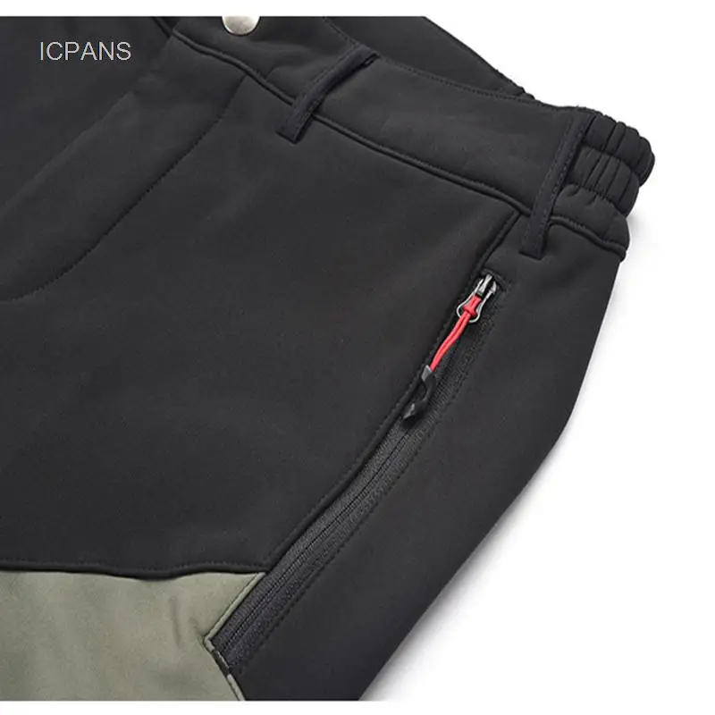 Pantalones cálidos de lana para hombre, pantalones Cargo con cremallera Softshell para acampar en la nieve al aire libre, senderismo, pantalones transpirables a prueba de viento, pantalones de chándal