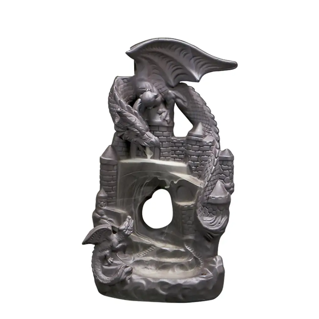 Backflow Cone Burner Handmade Reflux Ceramic Ornament Dragon Smoke for Statue