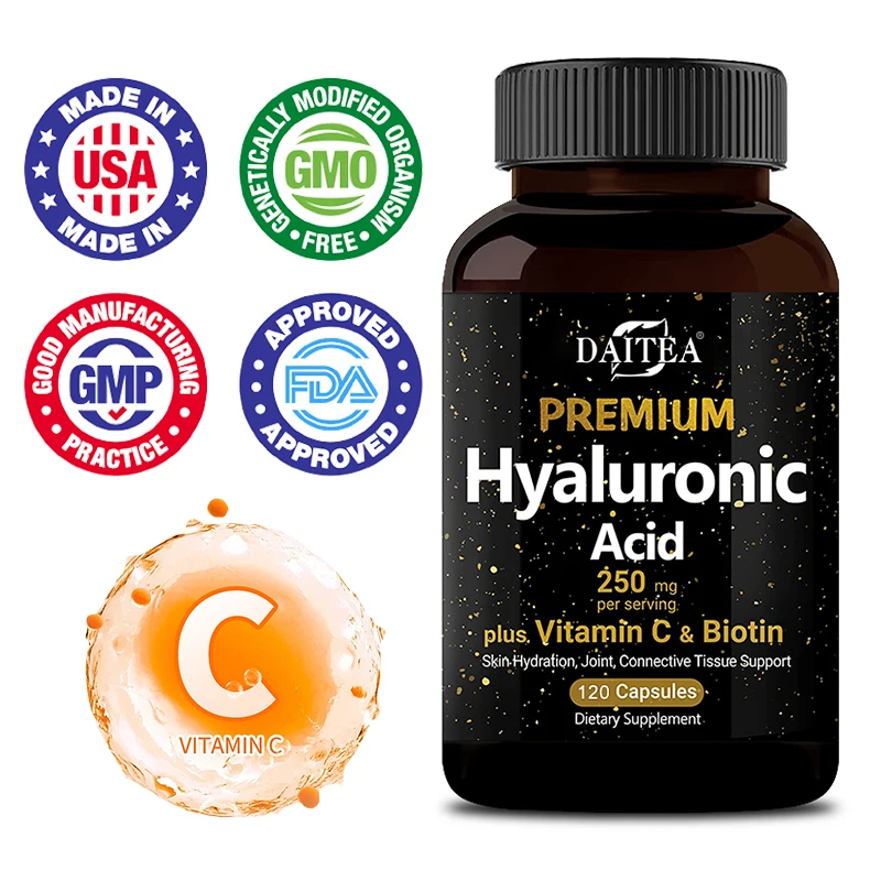 Hyaluronic Acid Supplement 250 Mg with Biotin and Vitamin C-3-in-1 - Skin Moisturization, Joint Lubrication, Hair and Eye Health