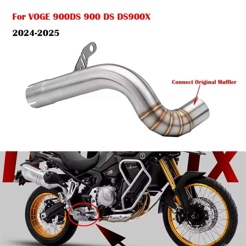 

For VOGE 900DS DS900X 2024-2025 | Titanium Alloy Slip-On Exhaust Mid Connect Pipe Compatible with Stock Muffler