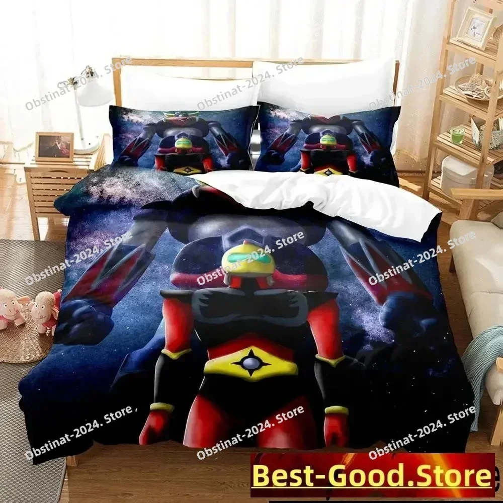 3D Print Mechanical Goldorak Bedding Set Duvet Cover Bed Set Quilt Cover Pillowcase Comforter king Queen Size Boys Adult