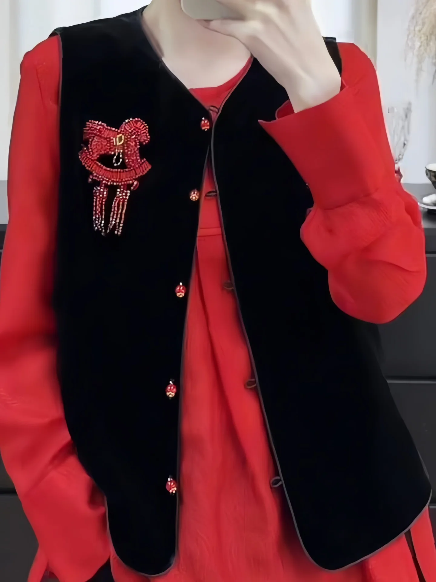 Chinese Sle Sequin Wealthy  Velvet Jaet Women's round Ne Svel Outerwear Spring 2026 Faion Trend