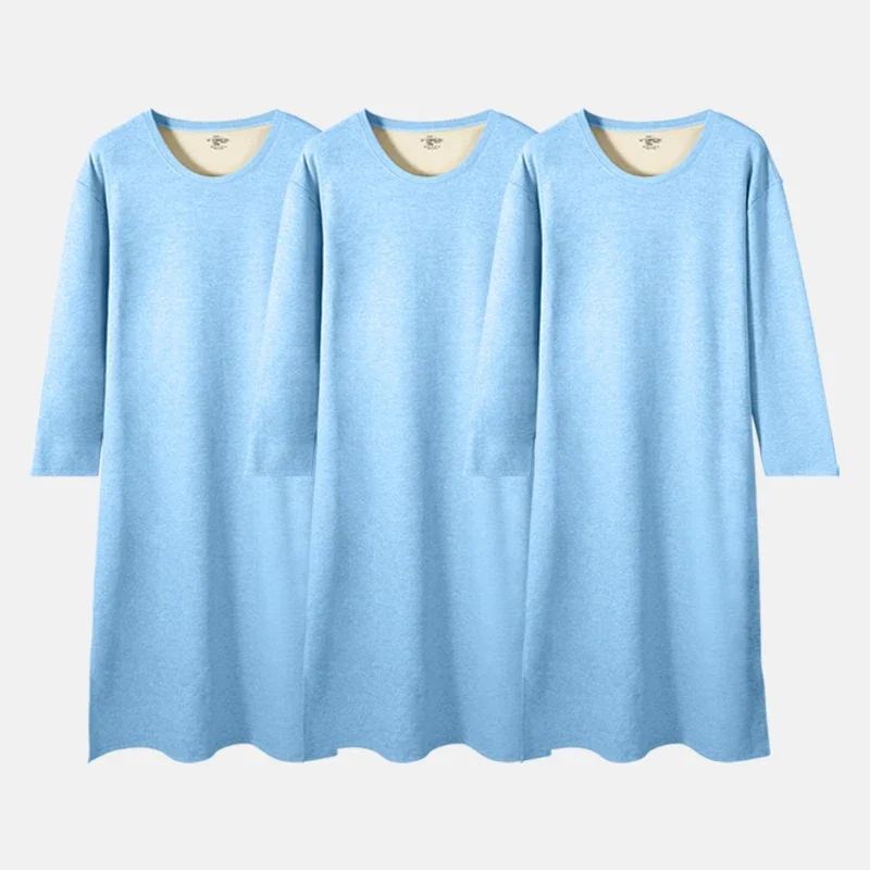 

3PCS men's autumn and winter long-sleeved one-piece knee bathrobe long nightgown integrated loungewear wool silk pajamas