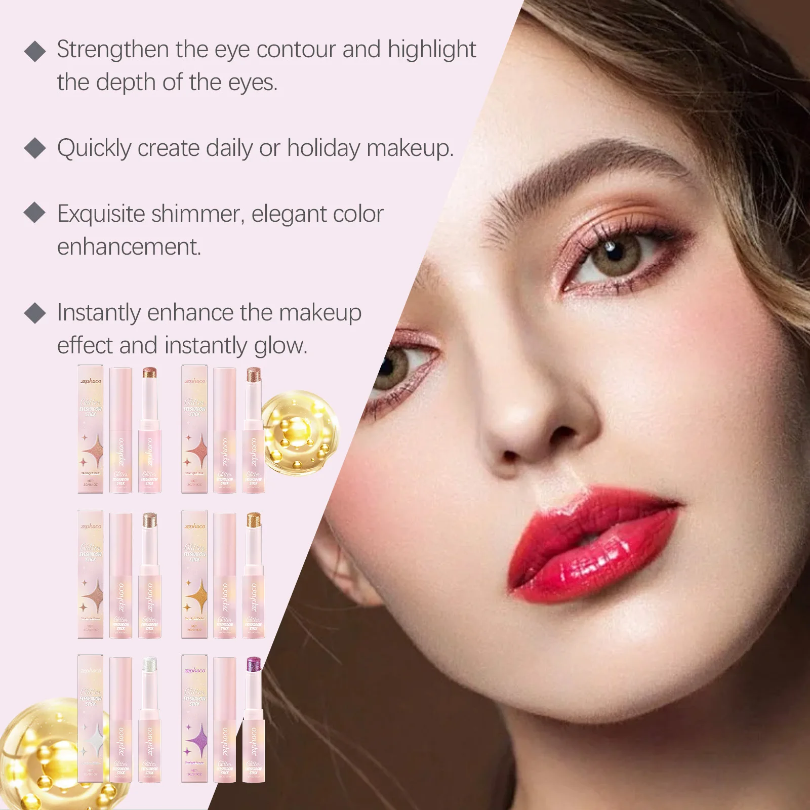 Wielokolorowa seria kryształowych cieni do powiek w sztyfcie z kremowym brokatem, wodoodporny i trwały przenośny cień do powiek w sztyfcie