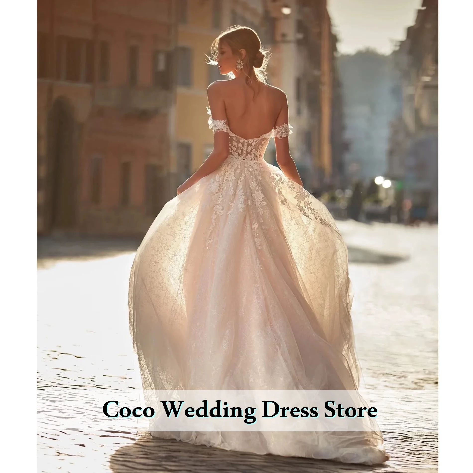 Angepasst Luxus Spitze Hochzeit Kleid Bräute Für Frauen Off Schulter Korsett Braut Kleid Boho Brautkleid Vestidos De Novia