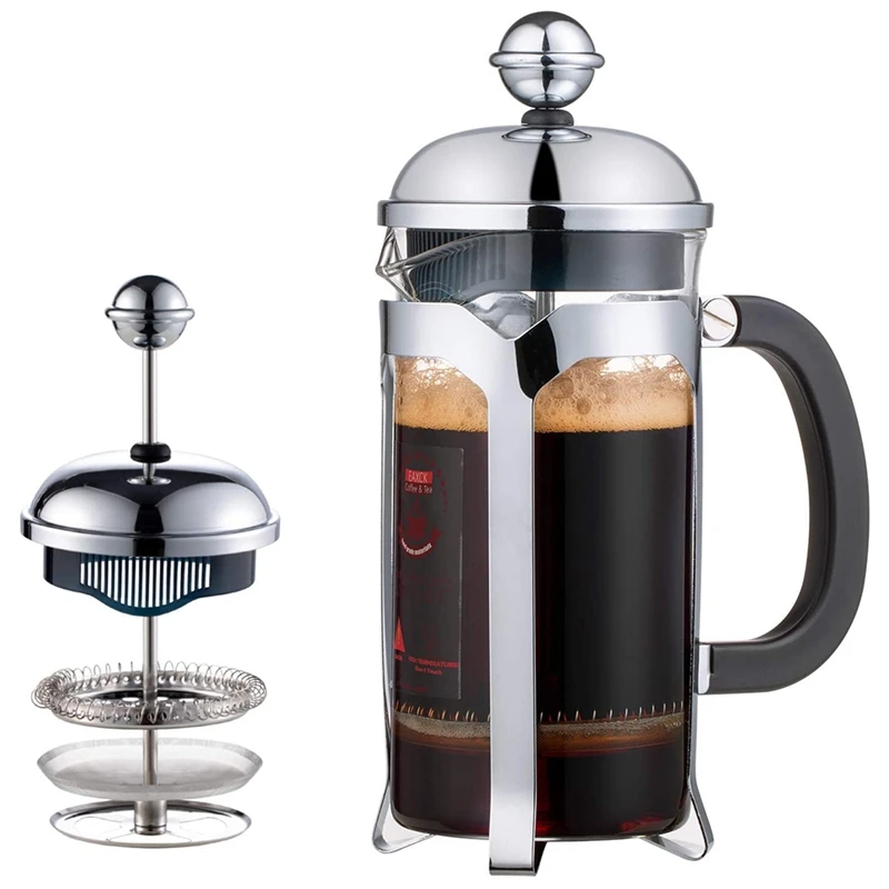 

French Press Coffee Maker,Press System,Heat Resistant Thickened Borosilicate Glass,Durable Easy Clean