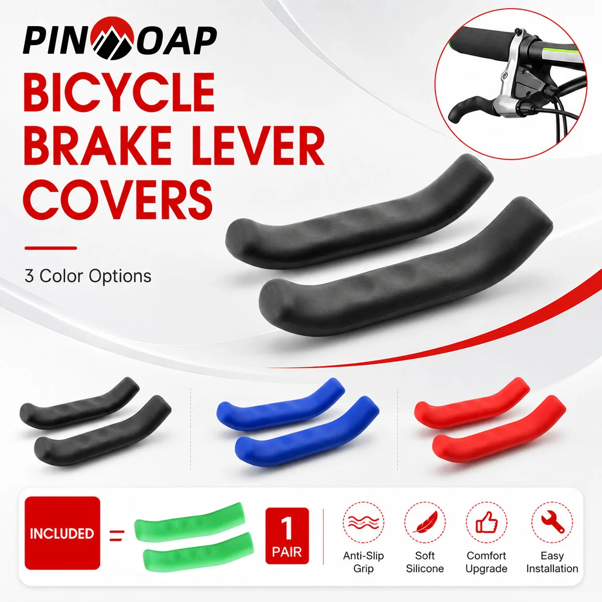 PINMOAP 2PCS Bicycle Brake Lever Cover Soft Silicone Brake Handle Grip Sleeve Anti Protector For Road Mountain Bike Accessories