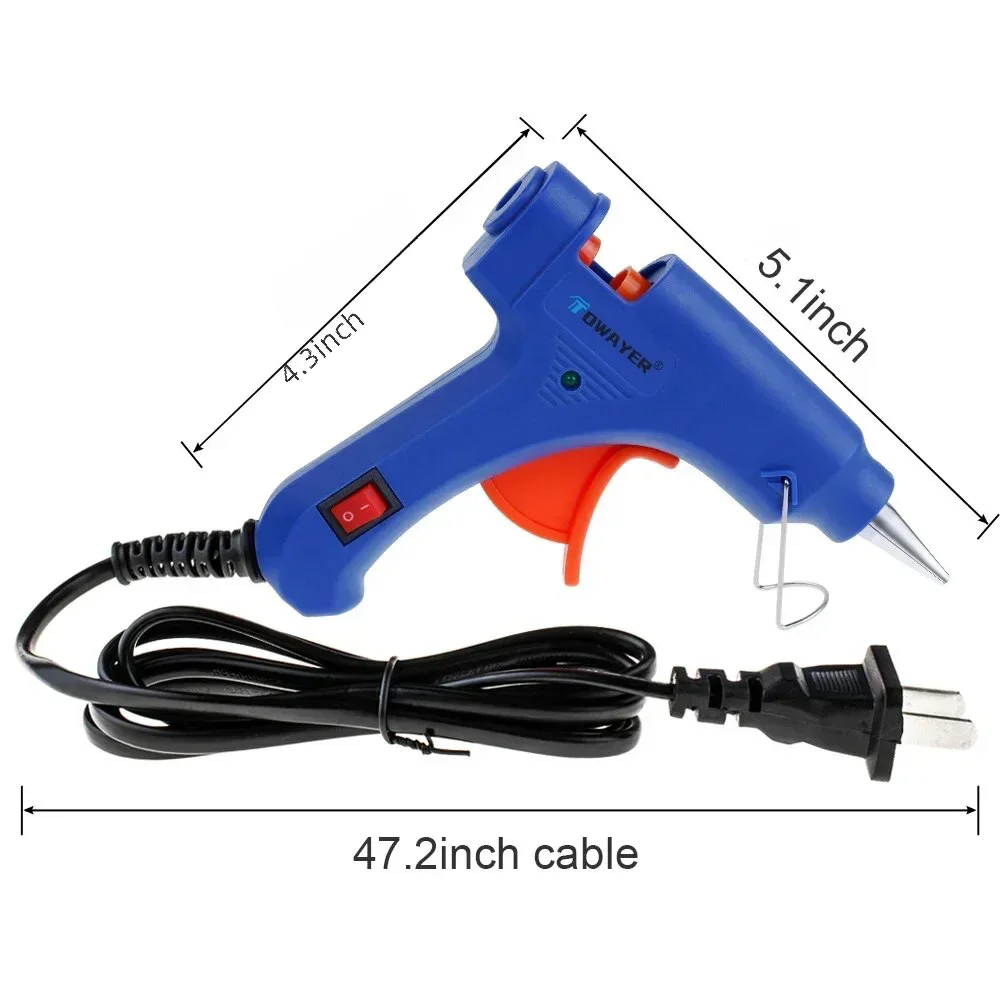 20W Glue Gun Mini Hot Melt Glue Gun Electric Heat Temperature Gun Repair Tool Set With Transparent Glue Stick 7x100mm Power Tool