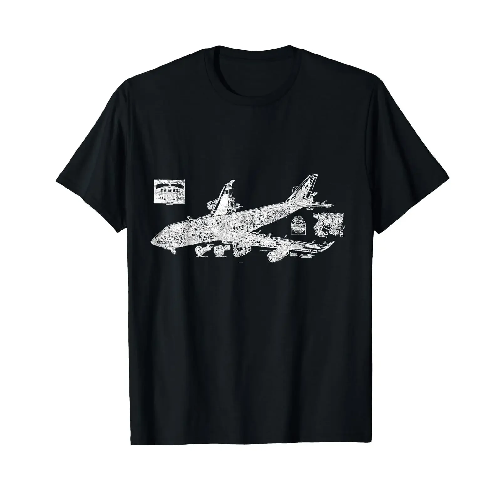 747 Jet Aircraft Jumbo Queen Of The Skies Blueprint T Shirt vintage Washed designer clothes Comfortable Soft Stylish graphic