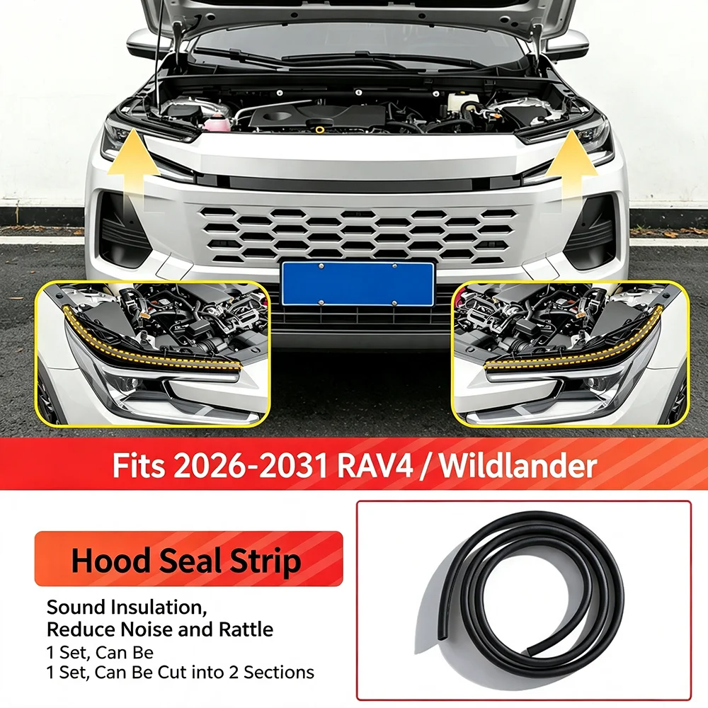 For Toyota RAV4 2026-2028 Headlight Soundproof Sealing Strip Rubber Noise Reduction Weather Strip Exterior Accessories Upgrade